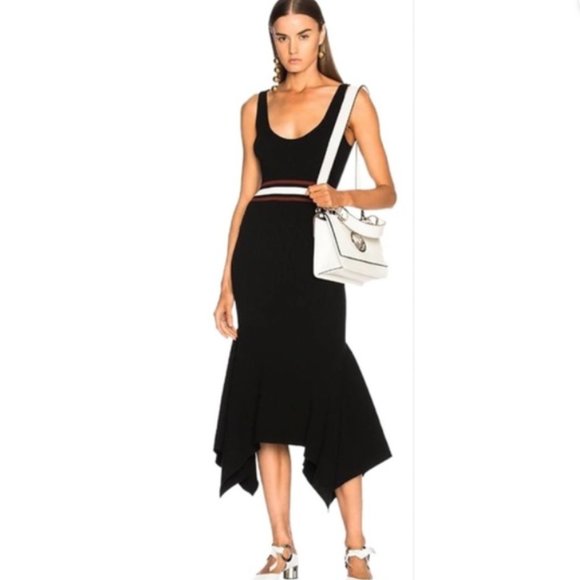 A.L.C. Size S Black, White, Red Viscose Striped Sleeveless Knit Scoop Neck Dress - Picture 5 of 5